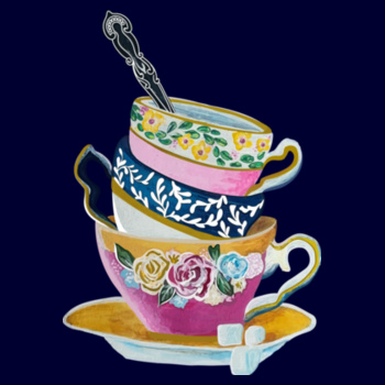 Vintage Tea Party - Abbie Wood - Womens Shallow Scoop Tee Design