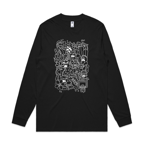Doodle - White - KONE - Ethan Koning - Mens General Long Sleeve Tee Thumbnail